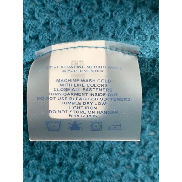 Title Nine Woolicious Waffle Sweater Dress Long Sleeve Knee Teal Crew Neck Small - Picture 10 of 16